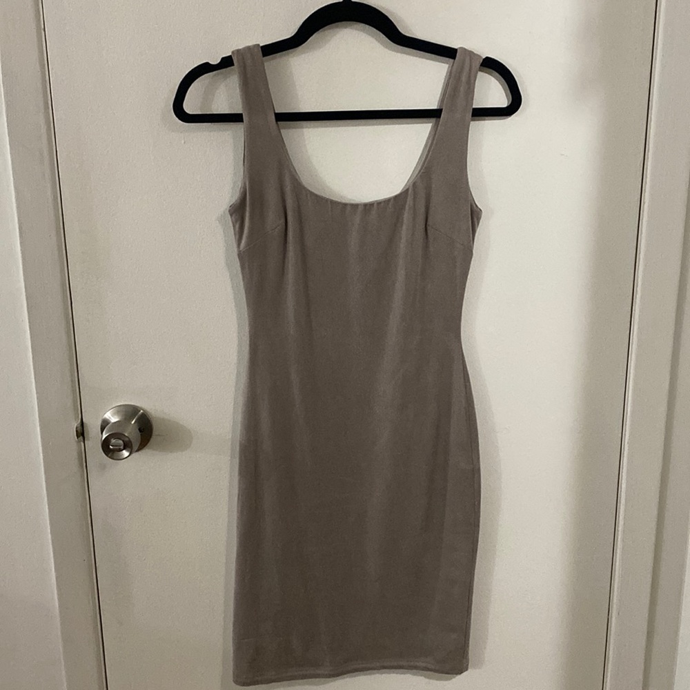 Faux Suede Stone midi dress - size small - worn 1x